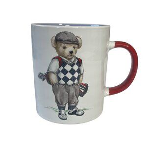 Papa Bear Golf Themed Ceramic Mug Red Handle By Magenta 12 Oz New